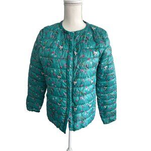 OODJI Floral Green Lightweight Puffer Jacket Coat Size 44/ US Small